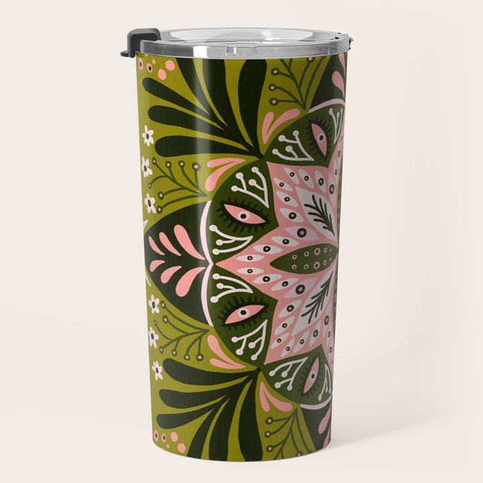 Sprouting Mandala - Sage & Pink Travel Mug Gallery Image 3