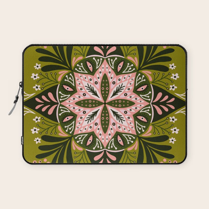 Sprouting Mandala - Sage & Pink Laptop Sleeve Gallery Image 1