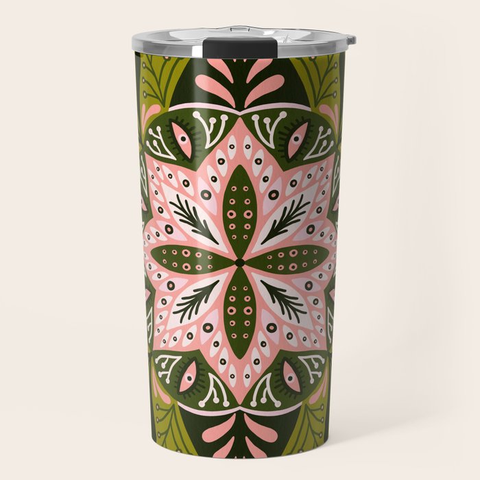 Sprouting Mandala - Sage & Pink Travel Mug Gallery Image 1