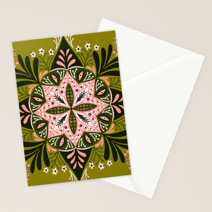 Sprouting Mandala - Sage & Pink Stationery Card Gallery Image 2