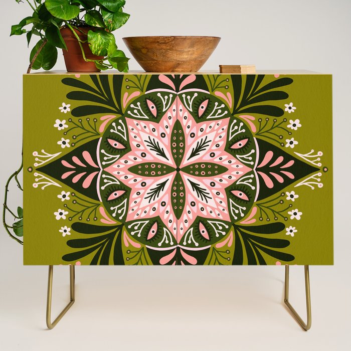 Sprouting Mandala - Sage & Pink Credenza Gallery Image 1