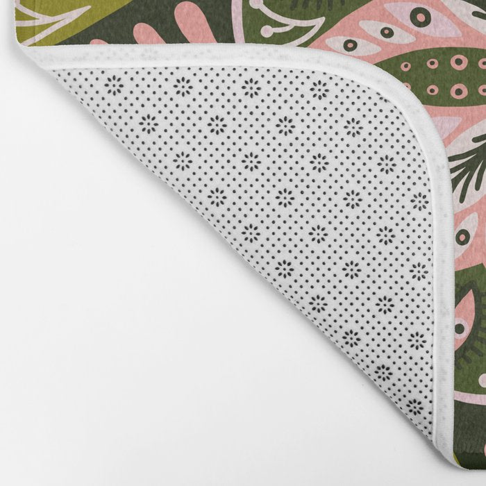 Sprouting Mandala - Sage & Pink Bath Mat Gallery Image 2
