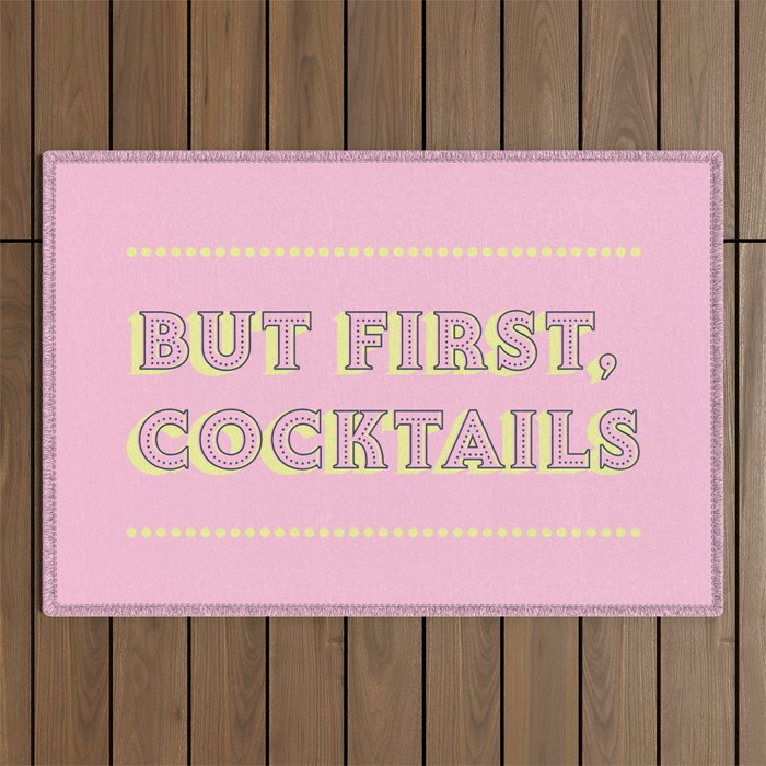 Pastel Pink Party Cocktails Outdoor Rug Gallery Image 1