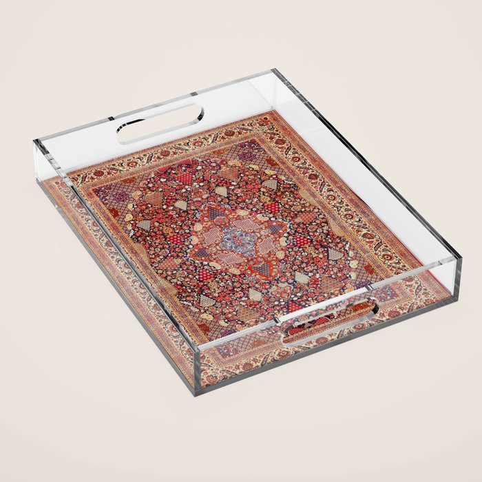 Antique Persian Kashan Dabir Rug Print Acrylic Tray Gallery Image 1