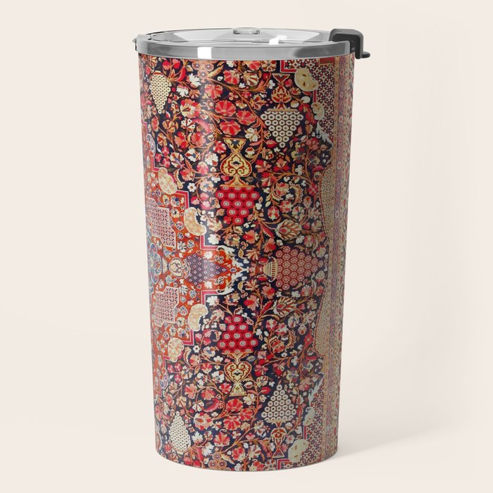 Antique Persian Kashan Dabir Rug Print Travel Mug Gallery Image 2