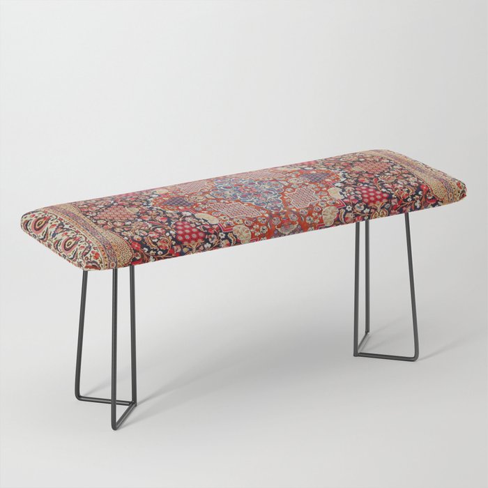 Antique Persian Kashan Dabir Rug Print Bench Gallery Image 1
