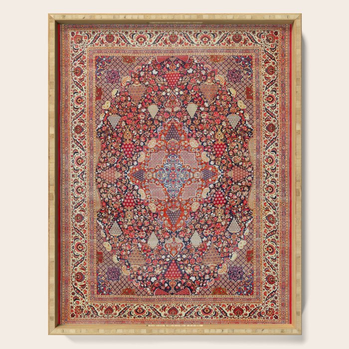 Antique Persian Kashan Dabir Rug Print Serving Tray Gallery Image 1