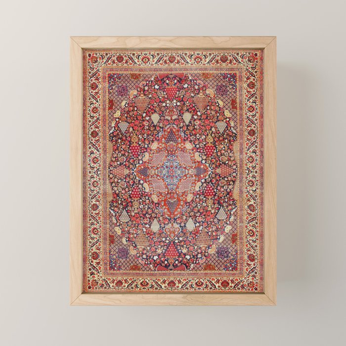 Antique Persian Kashan Dabir Rug Print Mini Art Print Gallery Image 1