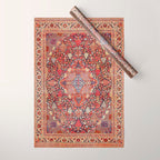 Antique Persian Kashan Dabir Rug Print Wrapping Paper Gallery Image 1