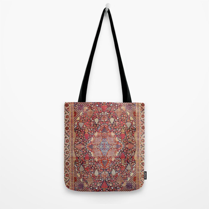 Antique Persian Kashan Dabir Rug Print Tote Bag Gallery Image 2