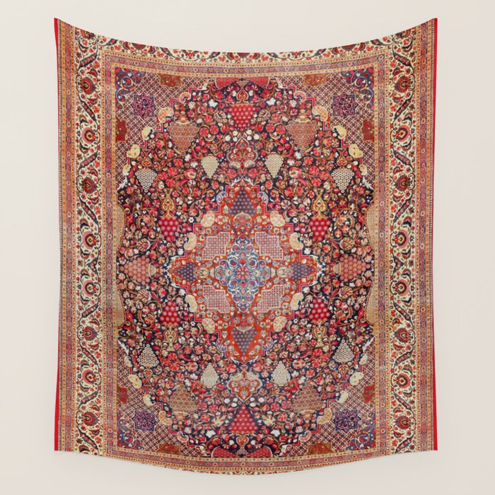 Antique Persian Kashan Dabir Rug Print Wall Tapestry Gallery Image 4