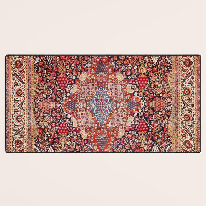 Antique Persian Kashan Dabir Rug Print Desk Mat Gallery Image 3