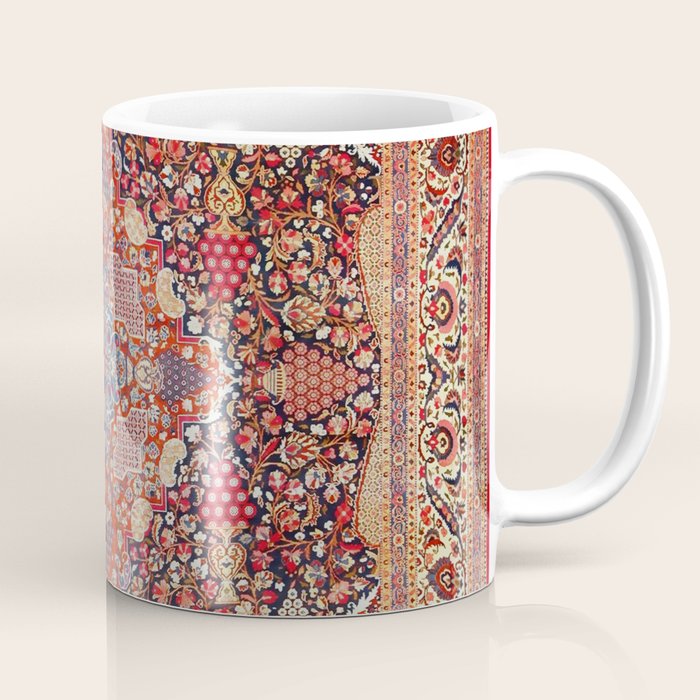 Antique Persian Kashan Dabir Rug Print Coffee Mug Gallery Image 1