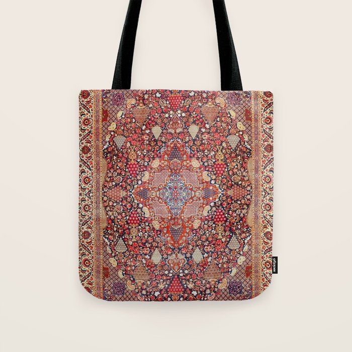 Antique Persian Kashan Dabir Rug Print Tote Bag Gallery Image 1