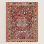 Antique Persian Kashan Dabir Rug Print Jigsaw Puzzle Gallery Image 1