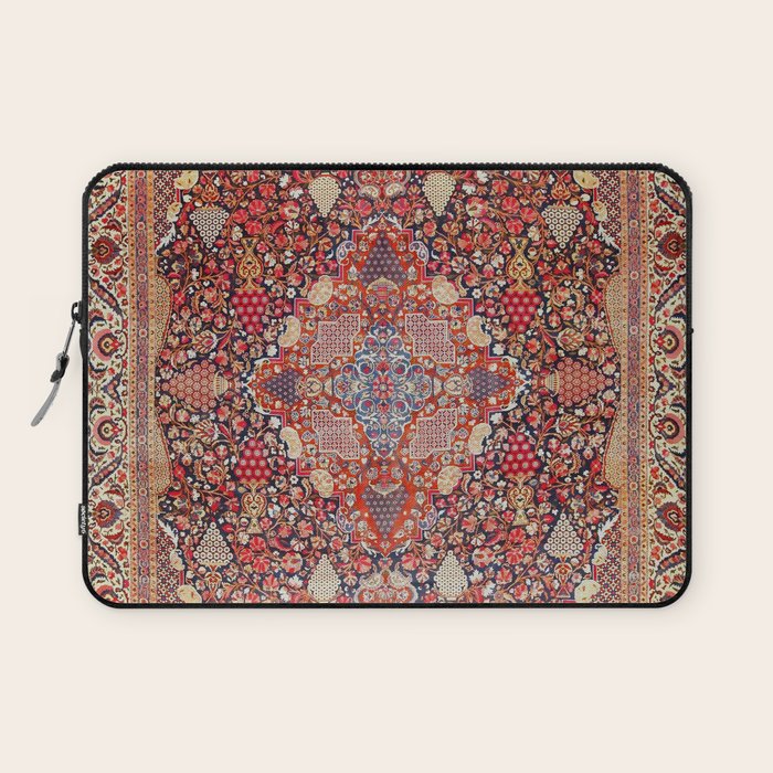 Antique Persian Kashan Dabir Rug Print Laptop Sleeve Gallery Image 1