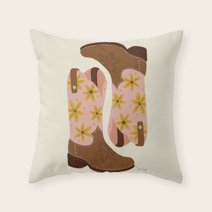 Cowgirl Boots â Blush & Mint Throw Pillow Gallery Image 1