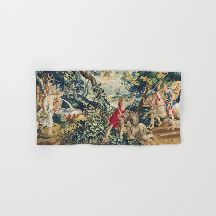 Antique 18th Century Flemish Mythological Hunting Tapestry Bath Towel Gallery Image 1