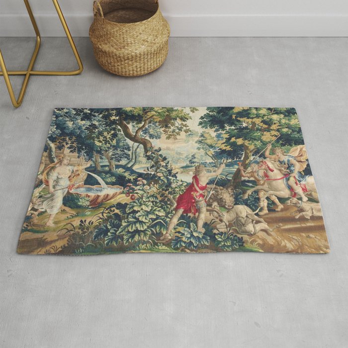 Antique 18th Century Flemish Mythological Hunting Tapestry Rug Gallery Image 1