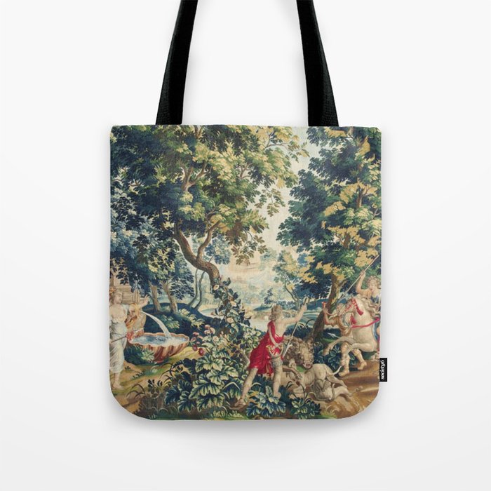 Antique 18th Century Flemish Mythological Hunting Tapestry Tote Bag Gallery Image 1
