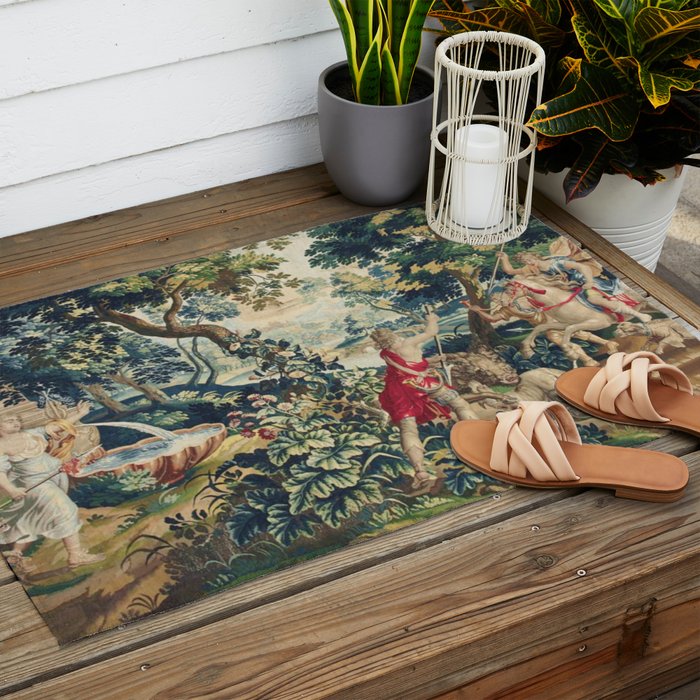 Antique 18th Century Flemish Mythological Hunting Tapestry Outdoor Rug Gallery Image 2