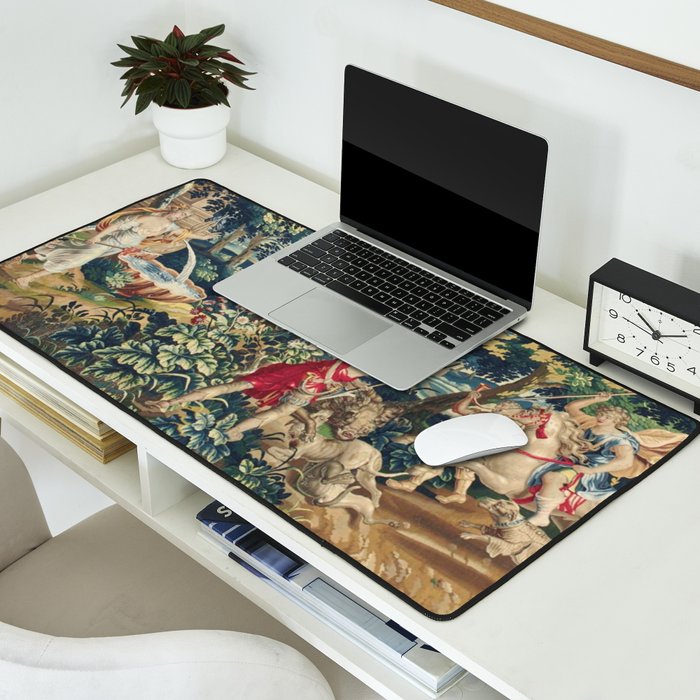 Antique 18th Century Flemish Mythological Hunting Tapestry Desk Mat Gallery Image 2