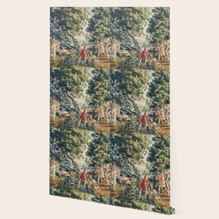 Antique 18th Century Flemish Mythological Hunting Tapestry Wallpaper Gallery Image 2