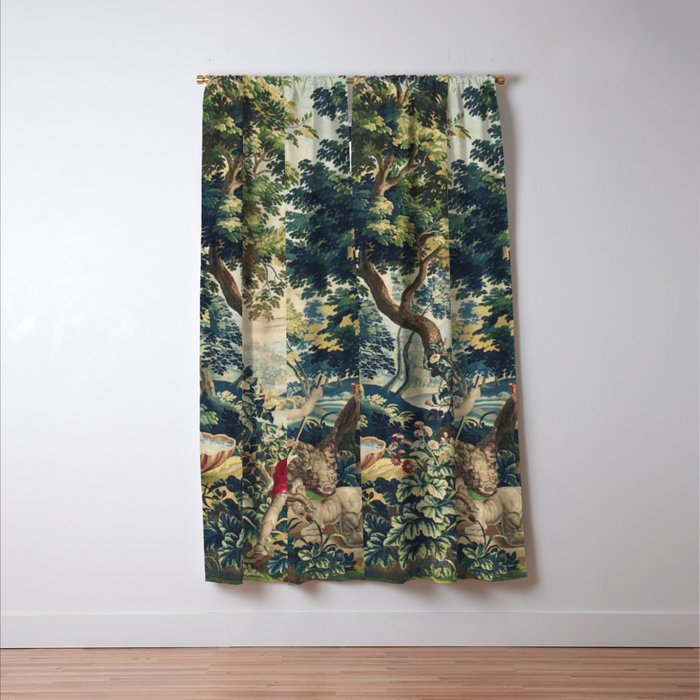 Antique 18th Century Flemish Mythological Hunting Tapestry Window Curtain Gallery Image 3