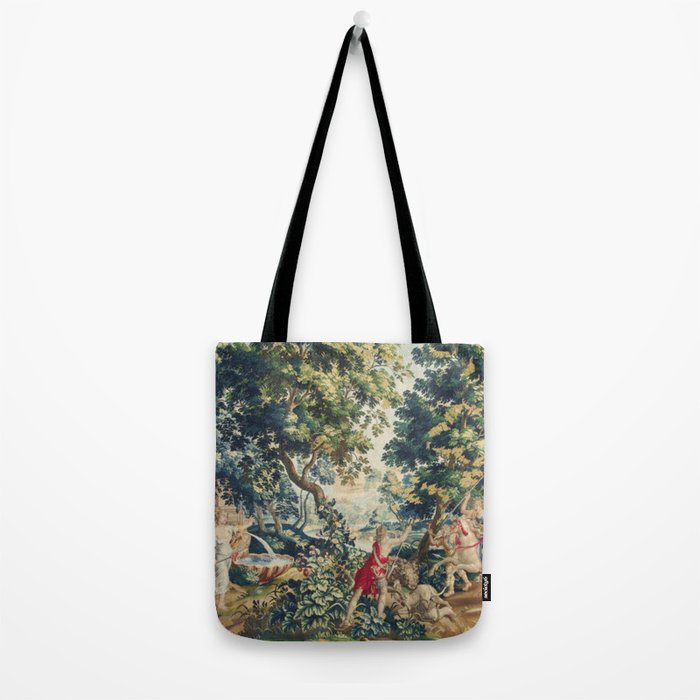 Antique 18th Century Flemish Mythological Hunting Tapestry Tote Bag Gallery Image 2