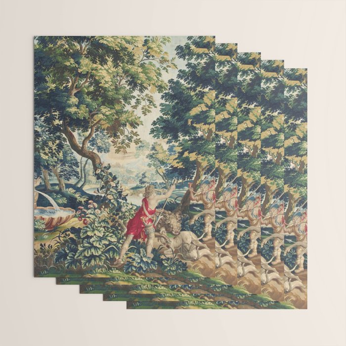 Antique 18th Century Flemish Mythological Hunting Tapestry Wrapping Paper Gallery Image 3