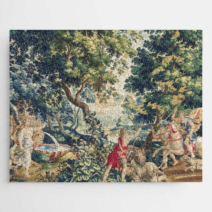 Antique 18th Century Flemish Mythological Hunting Tapestry Jigsaw Puzzle Gallery Image 1