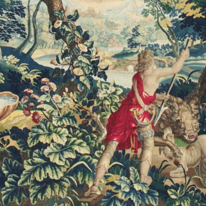Antique 18th Century Flemish Mythological Hunting Tapestry Coffee Mug Gallery Image 2