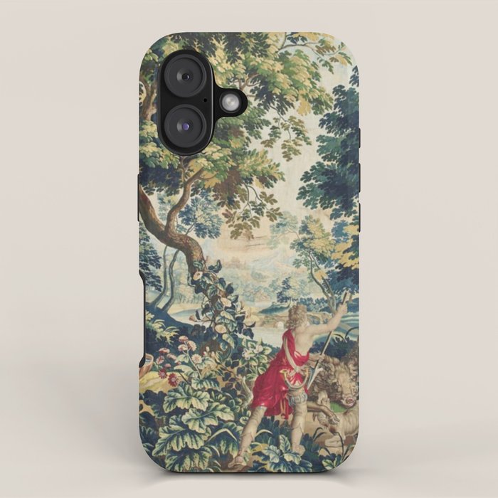 Antique 18th Century Flemish Mythological Hunting Tapestry iPhone Case Gallery Image 1