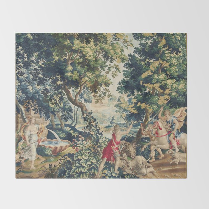 Antique 18th Century Flemish Mythological Hunting Tapestry Throw Blanket Gallery Image 2