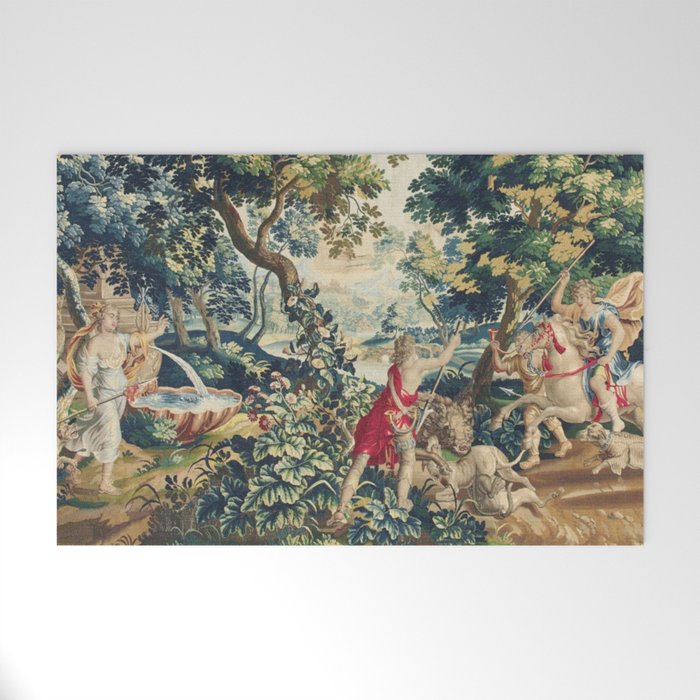 Antique 18th Century Flemish Mythological Hunting Tapestry Welcome Mat Gallery Image 1