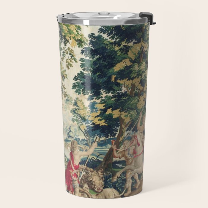 Antique 18th Century Flemish Mythological Hunting Tapestry Travel Mug Gallery Image 2