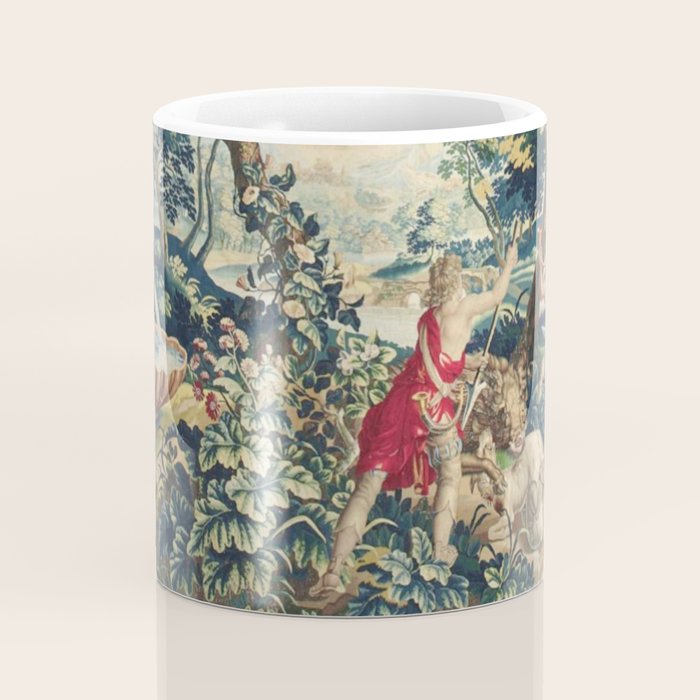 Antique 18th Century Flemish Mythological Hunting Tapestry Coffee Mug Gallery Image 4