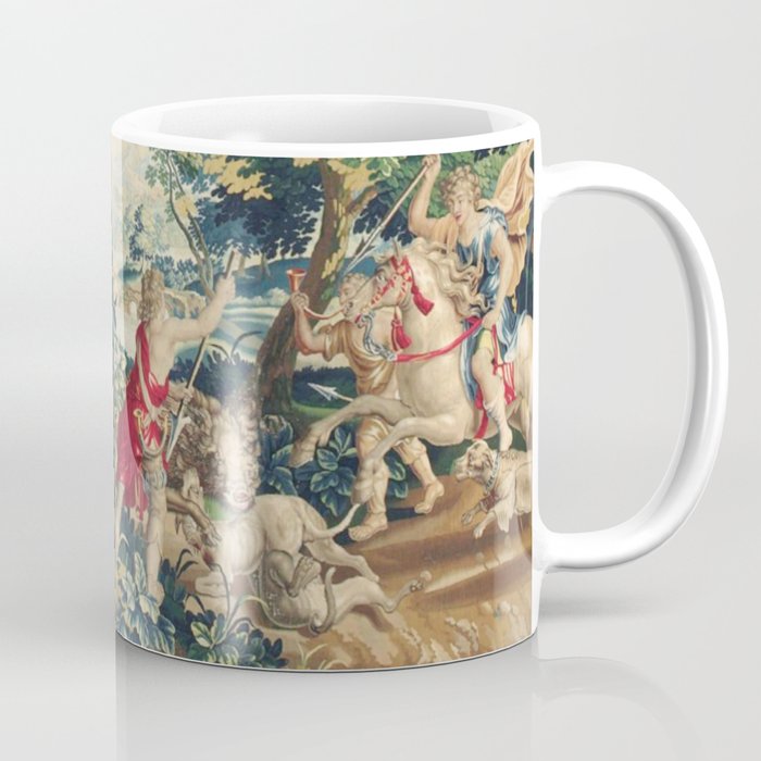 Antique 18th Century Flemish Mythological Hunting Tapestry Coffee Mug Gallery Image 1