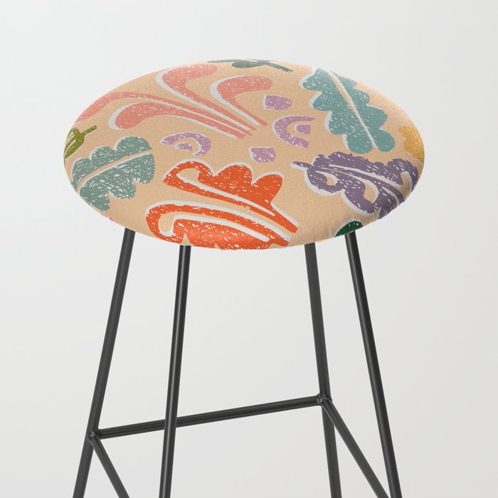 Block print leaves pattern peachy Stool Gallery Image 2