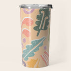 Block print leaves pattern peachy Travel Mug Gallery Image 2