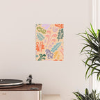Block print leaves pattern peachy Poster Gallery Image 2