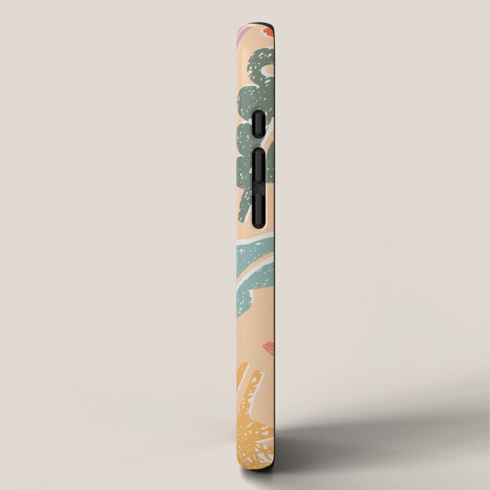 Block print leaves pattern peachy iPhone Case Gallery Image 2