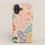 Block print leaves pattern peachy iPhone Case Gallery Image 1