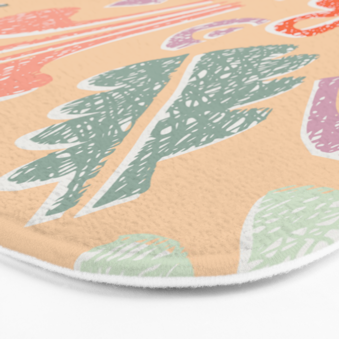 Block print leaves pattern peachy Bath Mat Gallery Image 3