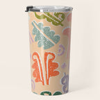 Block print leaves pattern peachy Travel Mug Gallery Image 3