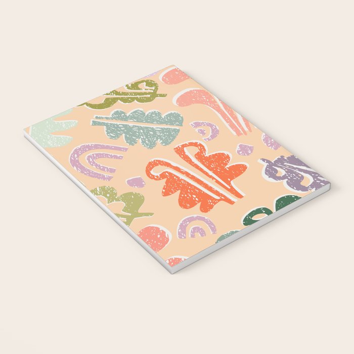 Block print leaves pattern peachy Notebook Gallery Image 3