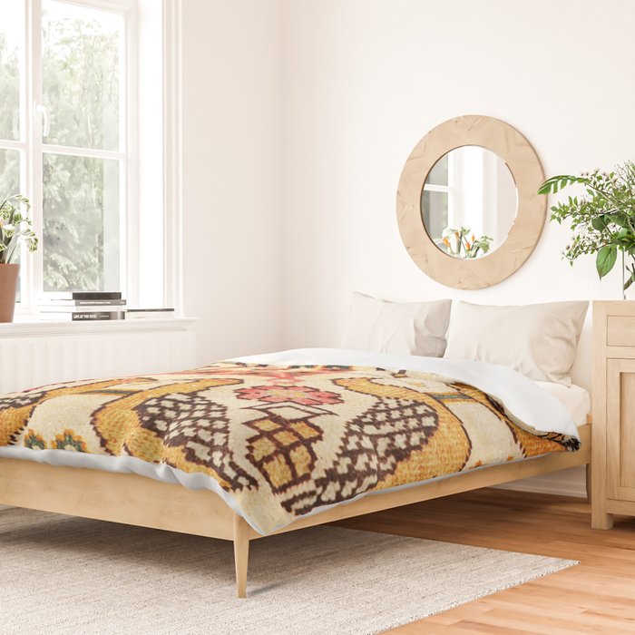 Antique Bird Motif Tabriz Persian Rug Print Duvet Cover Gallery Image 2