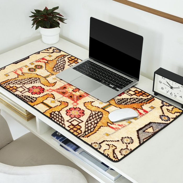 Antique Bird Motif Tabriz Persian Rug Print Desk Mat Gallery Image 2