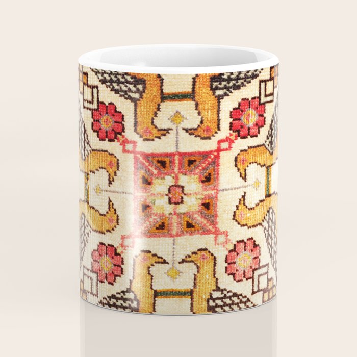Antique Bird Motif Tabriz Persian Rug Print Coffee Mug Gallery Image 4