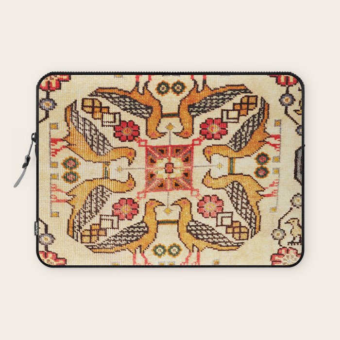 Antique Bird Motif Tabriz Persian Rug Print Laptop Sleeve Gallery Image 1